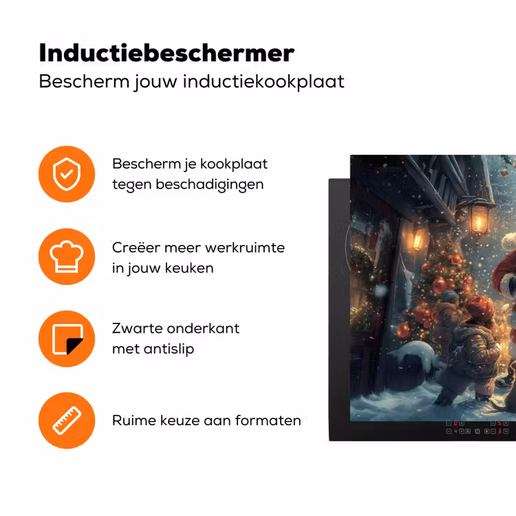 Kerstvreugde - Sneeuw - Kleurrijk Inductie beschermer vinyl 3mm klein -zzzzzzz-td-ups