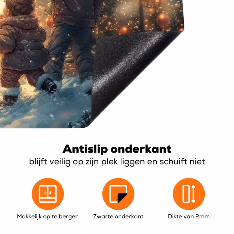 Kerstvreugde - Sneeuw - Kleurrijk Inductie beschermer vinyl 3mm klein -zzzzzzz-td-onderkant