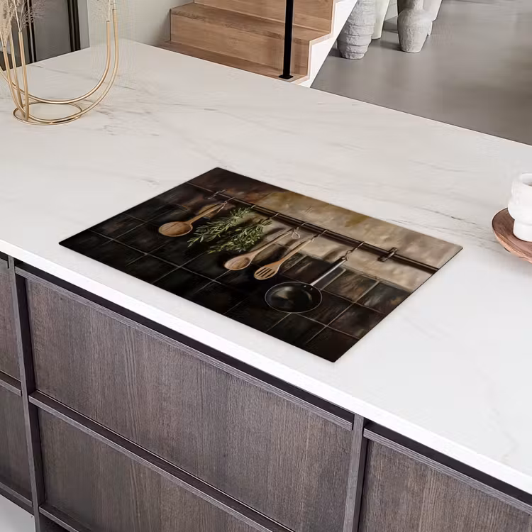 Keukengerei - Rustiek - Tegels - Kruiden Inductie beschermer vinyl 3mm klein -sfeer8