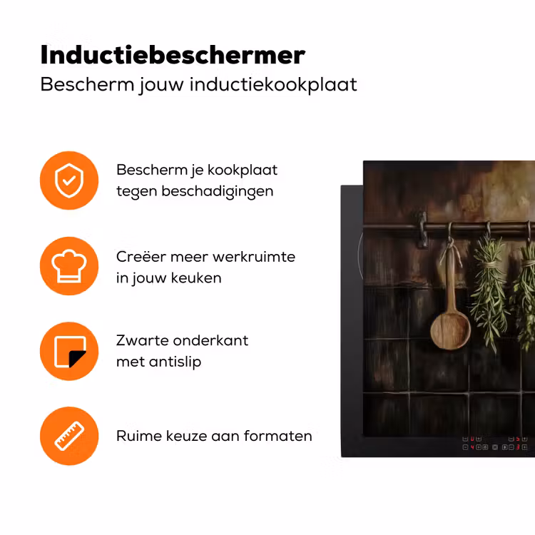 Keukengerei - Rustiek - Tegels - Kruiden Inductie beschermer vinyl 3mm klein -zzzzzzz-td-ups
