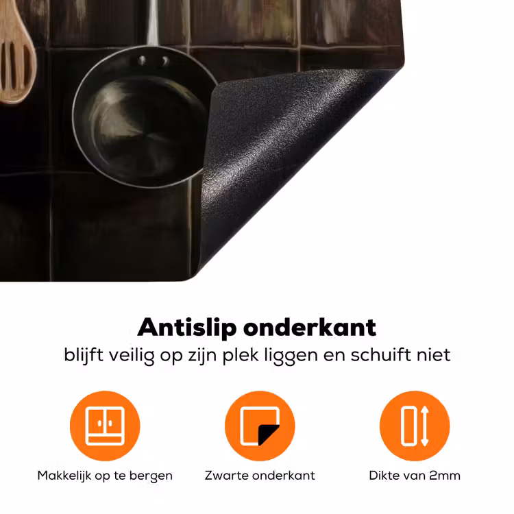 Keukengerei - Rustiek - Tegels - Kruiden Inductie beschermer vinyl 3mm klein -zzzzzzz-td-onderkant