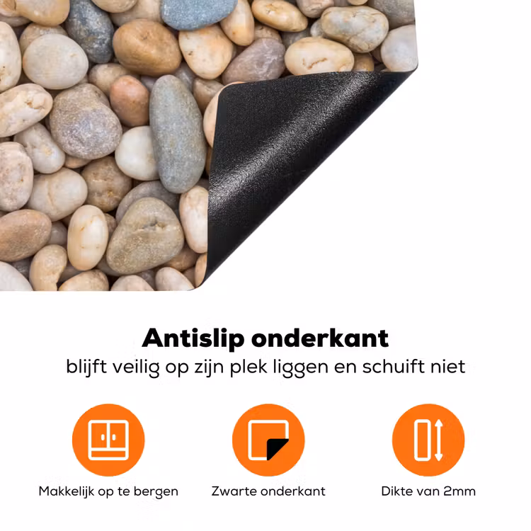 Kiezelstenen - Natuur - Textuur - Beige - Grijs Inductie beschermer vinyl 3mm klein -zzzzzzz-td-onderkant