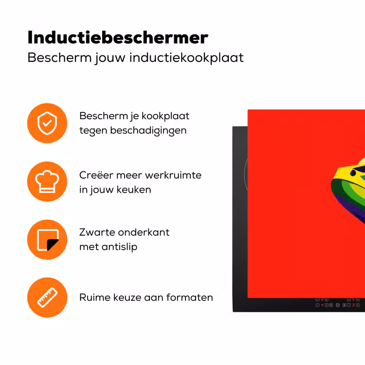 Kikker - Kleurrijk - Strepen - Ogen Inductie beschermer vinyl 3mm klein -zzzzzzz-td-ups