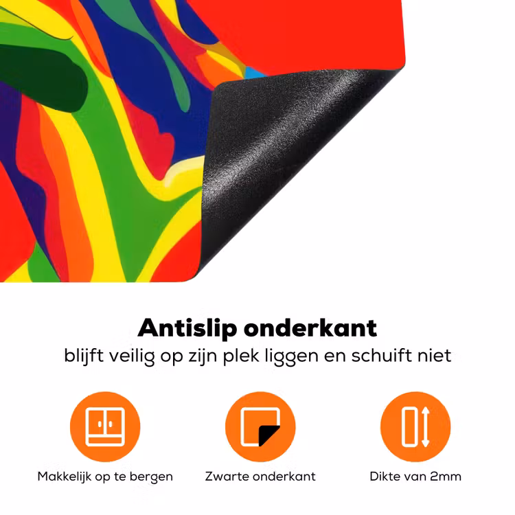Kikker - Kleurrijk - Strepen - Ogen Inductie beschermer vinyl 3mm klein -zzzzzzz-td-onderkant