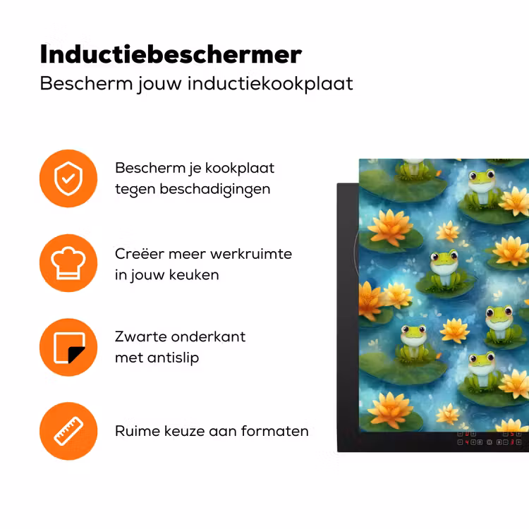 Kikker - Lelies - Groen Inductie beschermer vinyl 3mm klein 276 -zzzzzzz-td-ups