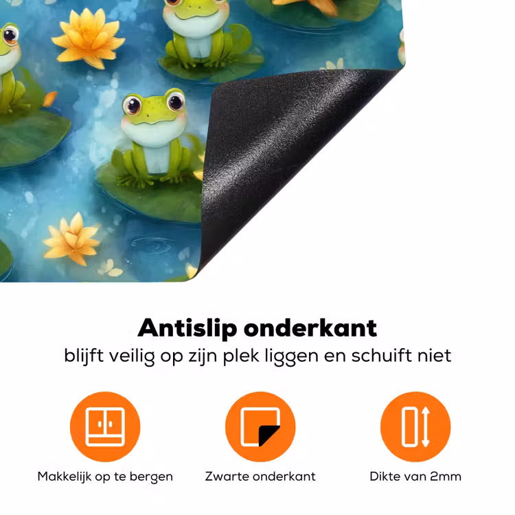 Kikker - Lelies - Groen Inductie beschermer vinyl 3mm klein 276 -zzzzzzz-td-onderkant