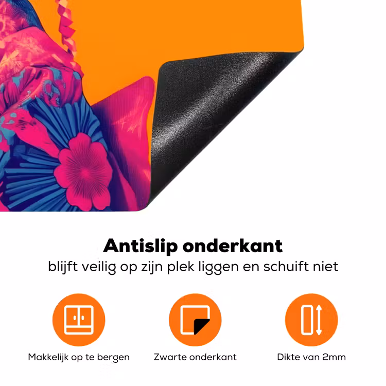 Kimono - Hondje - Bloemenkroon - Oranje Inductie beschermer vinyl 3mm klein -zzzzzzz-td-onderkant