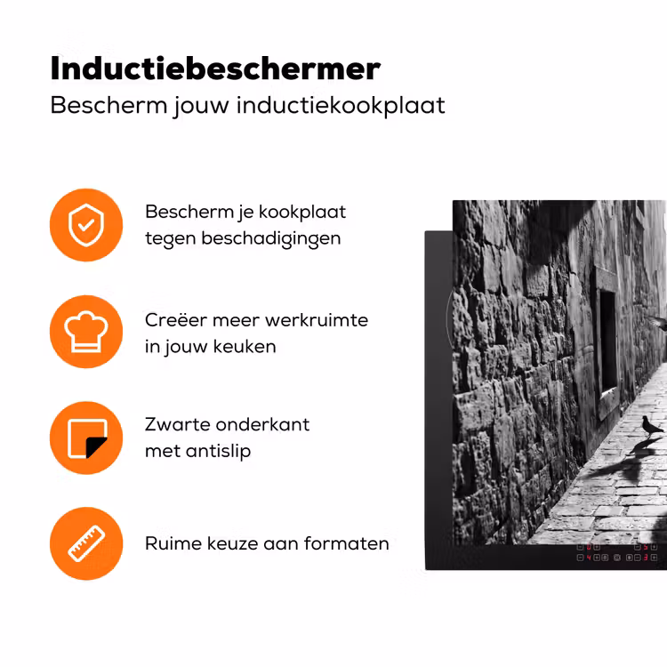 Kind - Vogel - Straat - Zwart-wit - Spelen Inductie beschermer vinyl 3mm klein -zzzzzzz-td-ups