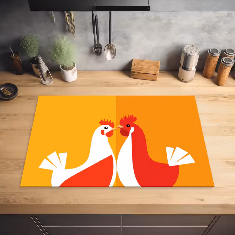 Kippen - Oranje - Vlakken Inductie beschermer vinyl 3mm klein -sfeer5