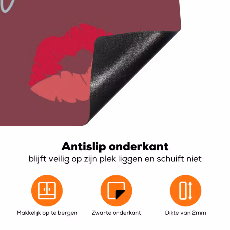 Kiss my ass - Lip - Bordeaux Inductie beschermer vinyl 3mm klein -zzzzzzz-td-onderkant