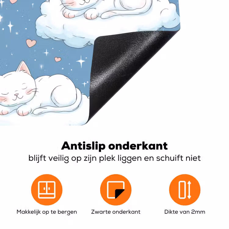 Kitten - Wolken - Blauw Inductie beschermer vinyl 3mm klein 276 -zzzzzzz-td-onderkant
