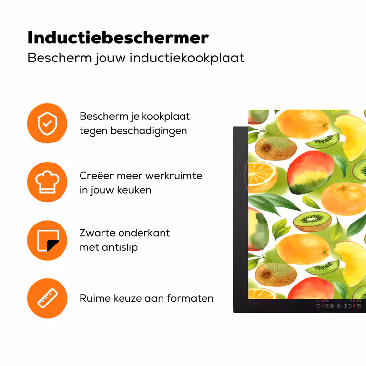 Kiwi - Sinasappel - Mango - Perzik Inductie beschermer vinyl 3mm klein 276 -zzzzzzz-td-ups
