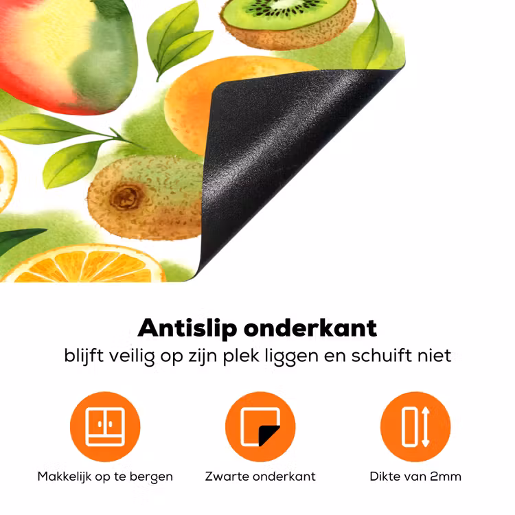 Kiwi - Sinasappel - Mango - Perzik Inductie beschermer vinyl 3mm klein 276 -zzzzzzz-td-onderkant