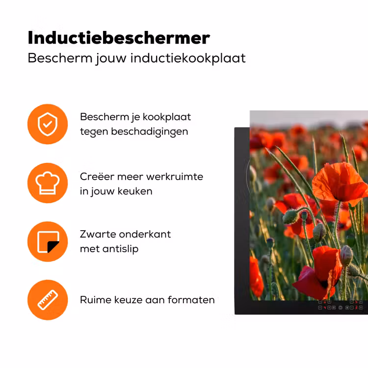 Klaprozen bij Zonsondergang Inductie beschermer vinyl 3mm klein -zzzzzzz-td-ups