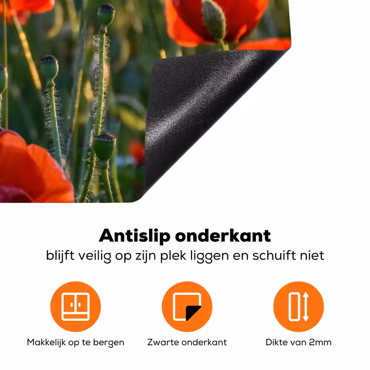 Klaprozen bij Zonsondergang Inductie beschermer vinyl 3mm klein -zzzzzzz-td-onderkant