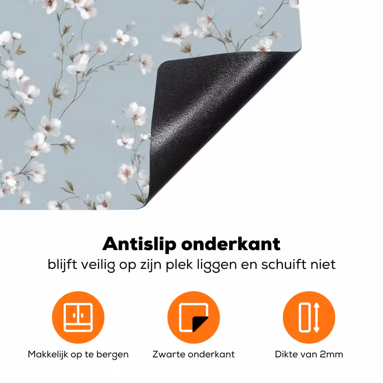 Klassiek - Bloemen - Blauw Inductie beschermer vinyl 3mm klein 276 -zzzzzzz-td-onderkant