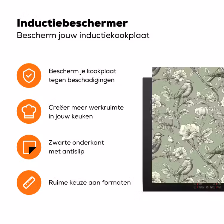 Klassiek - Botanisch - Groen Inductie beschermer vinyl 3mm klein 276 -zzzzzzz-td-ups