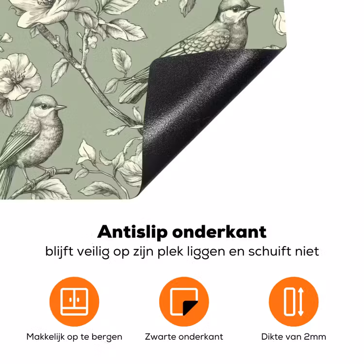 Klassiek - Botanisch - Groen Inductie beschermer vinyl 3mm klein 276 -zzzzzzz-td-onderkant