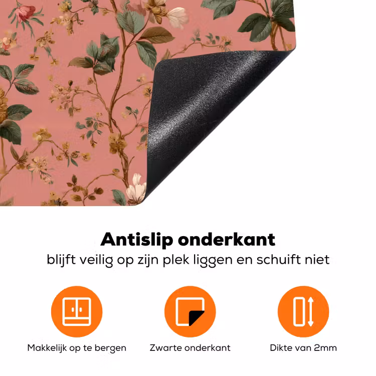 Klassiek - Botanisch - Roze Inductie beschermer vinyl 3mm klein 276 -zzzzzzz-td-onderkant