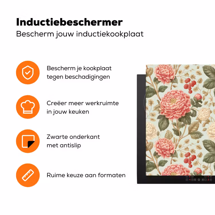 Klassiek - Botanisch - Veelkleurig Inductie beschermer vinyl 3mm klein 276 -zzzzzzz-td-ups