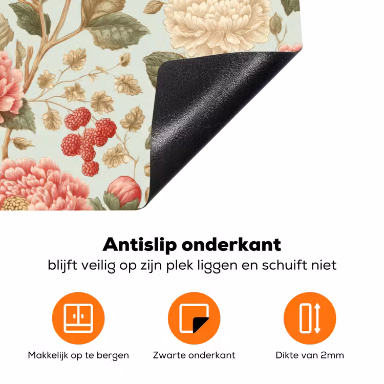Klassiek - Botanisch - Veelkleurig Inductie beschermer vinyl 3mm klein 276 -zzzzzzz-td-onderkant