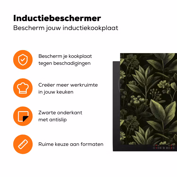 Klassiek - Donker - Botanisch - Planten Inductie beschermer vinyl 3mm klein 276 -zzzzzzz-td-ups