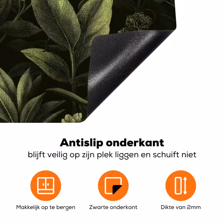 Klassiek - Donker - Botanisch - Planten Inductie beschermer vinyl 3mm klein 276 -zzzzzzz-td-onderkant