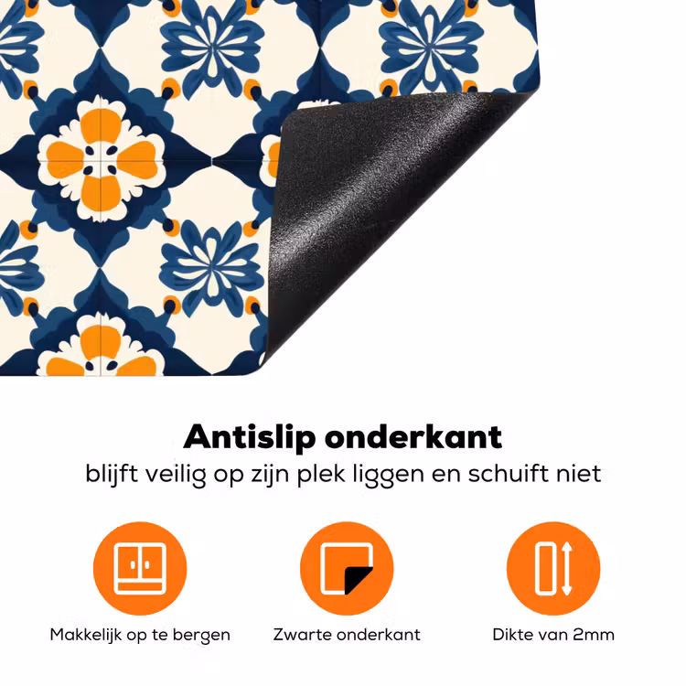 Klassiek - Geometrisch - Blauw Inductie beschermer vinyl 3mm klein 276 -zzzzzzz-td-onderkant
