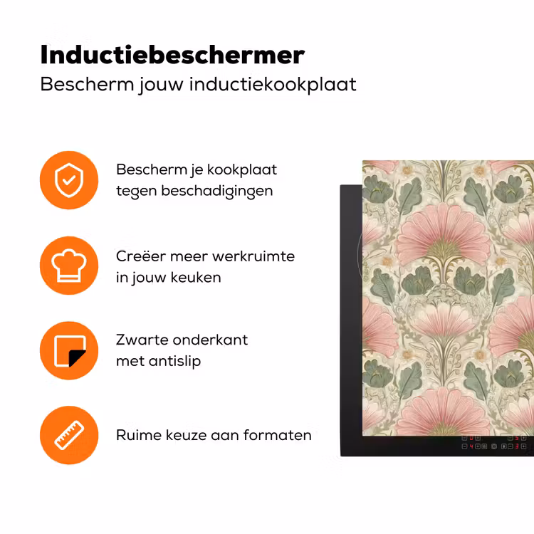 Klassiek - Patroon - Roze Inductie beschermer vinyl 3mm klein 276 -zzzzzzz-td-ups