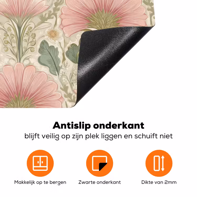 Klassiek - Patroon - Roze Inductie beschermer vinyl 3mm klein 276 -zzzzzzz-td-onderkant