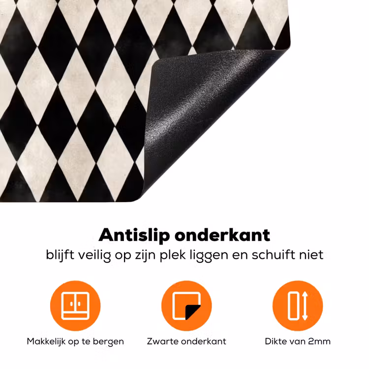 Klassiek - Patroon - Zwart Inductie beschermer vinyl 3mm klein 276 -zzzzzzz-td-onderkant