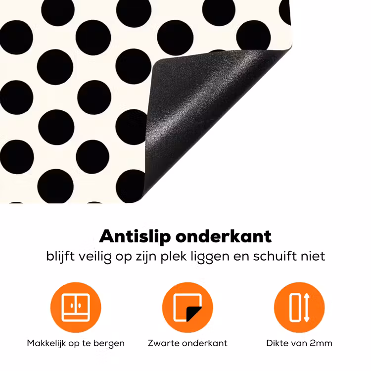 Klassiek - Stippen - Zwart Inductie beschermer vinyl 3mm klein 276 -zzzzzzz-td-onderkant