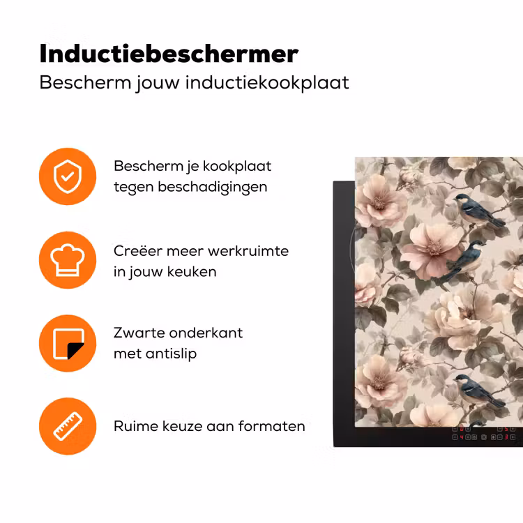 Klassiek - Vogels - Kleurrijk Inductie beschermer vinyl 3mm klein 276 -zzzzzzz-td-ups