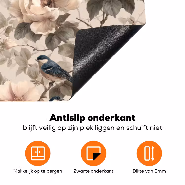Klassiek - Vogels - Kleurrijk Inductie beschermer vinyl 3mm klein 276 -zzzzzzz-td-onderkant