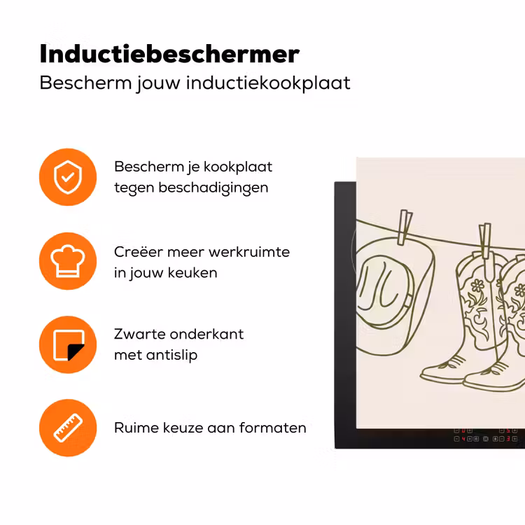 Kleding - Waslijn - Zomer - Lijntekening - Groen Inductie beschermer vinyl 3mm klein -zzzzzzz-td-ups