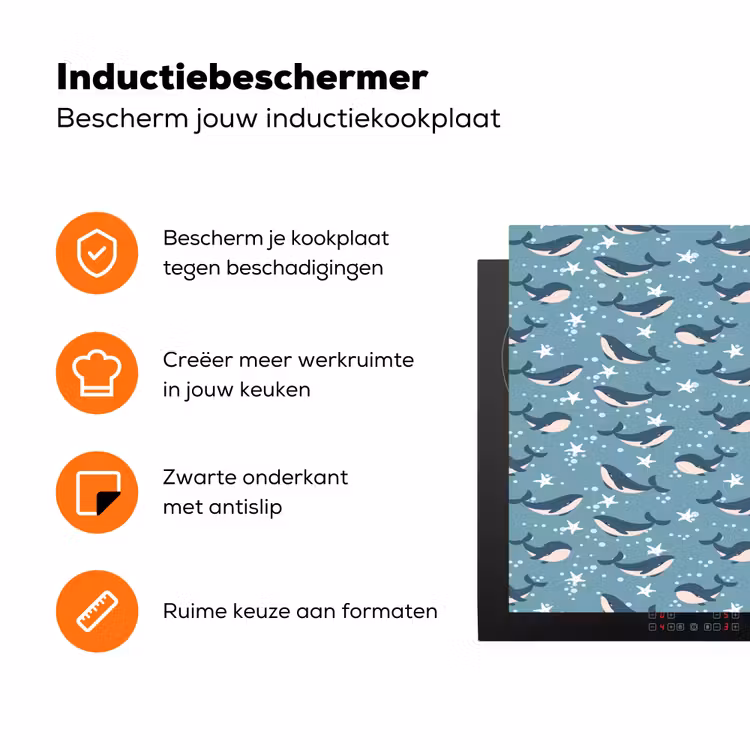 Klein - Oceaan - Walvis - Zeester Inductie beschermer vinyl 3mm klein 276 -zzzzzzz-td-ups