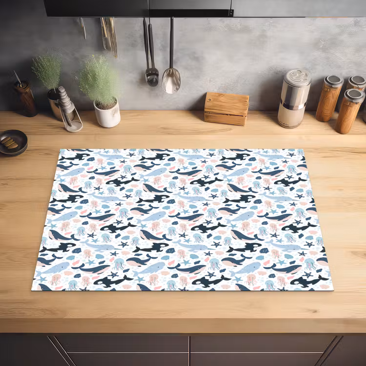 Klein - Oceaan - Walvissen - Octopus Inductie beschermer vinyl 3mm klein 276 -sfeer5