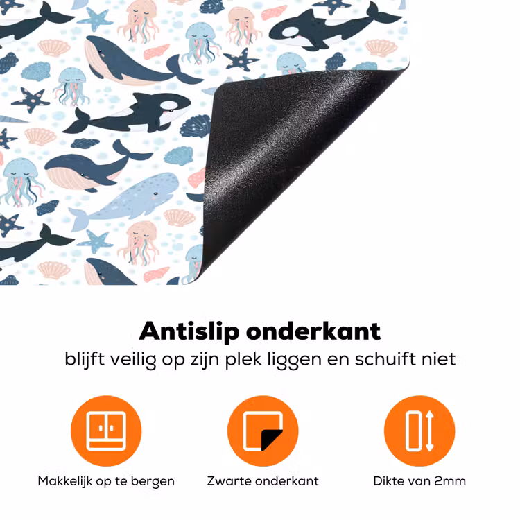 Klein - Oceaan - Walvissen - Octopus Inductie beschermer vinyl 3mm klein 276 -zzzzzzz-td-onderkant