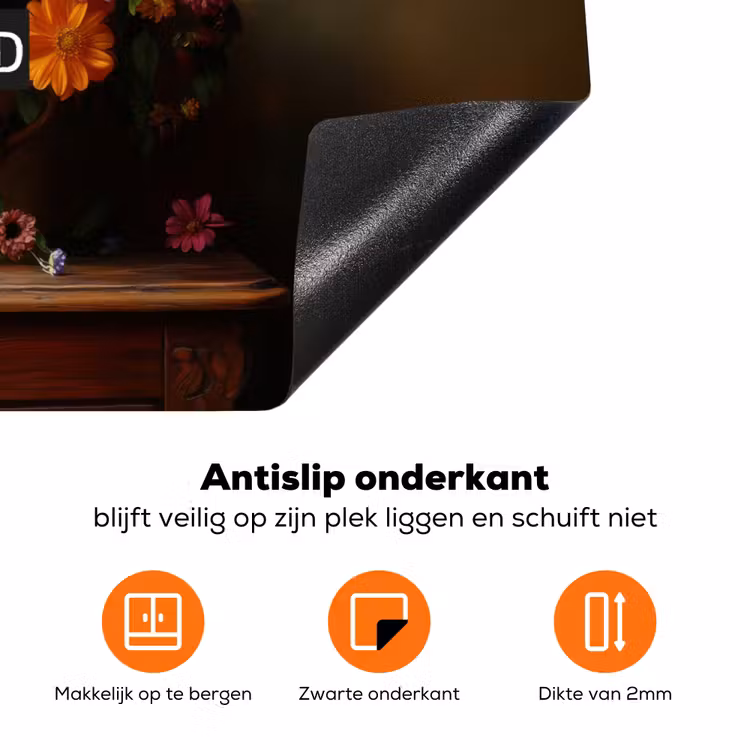 Kleur - Bloemen - Vintage - Bloemenvaas Inductie beschermer vinyl 3mm klein -zzzzzzz-td-onderkant