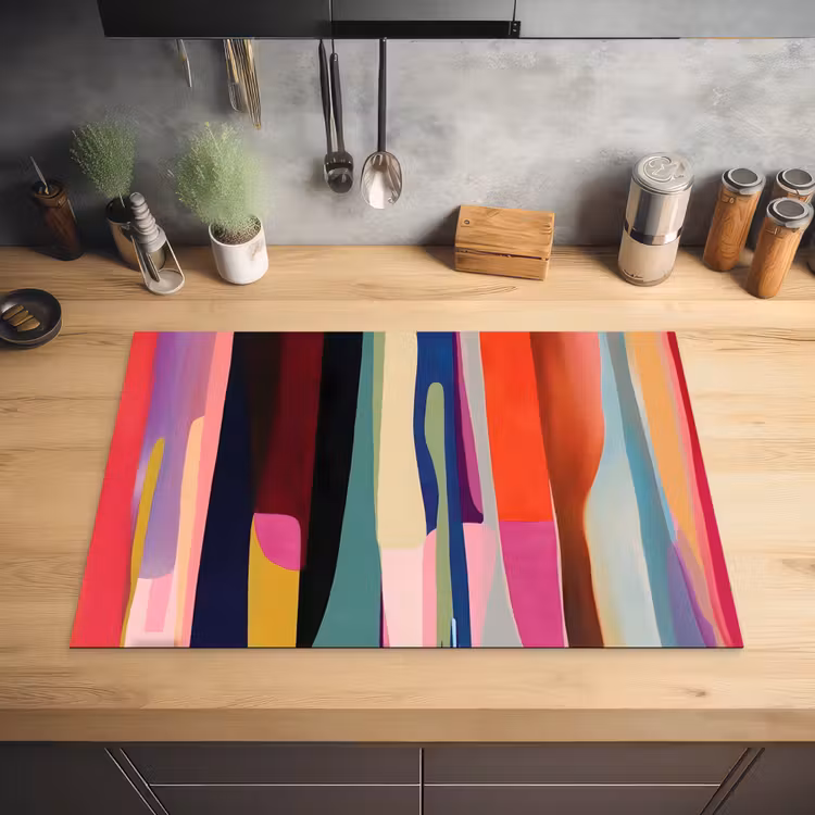 Kleurbanen - Verticaal - Kleurrijk Inductie beschermer vinyl 3mm klein -sfeer5
