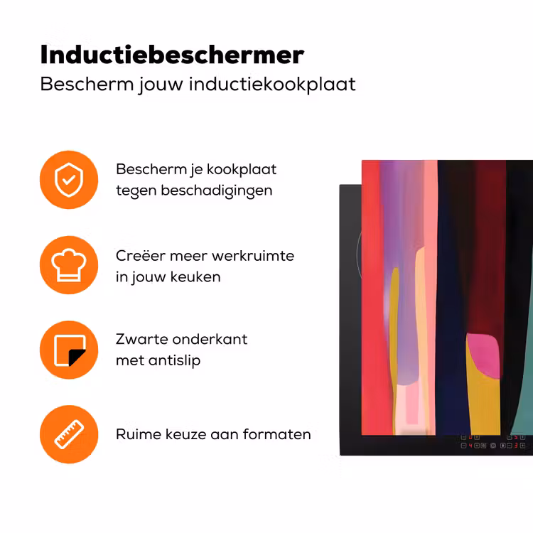 Kleurbanen - Verticaal - Kleurrijk Inductie beschermer vinyl 3mm klein -zzzzzzz-td-ups