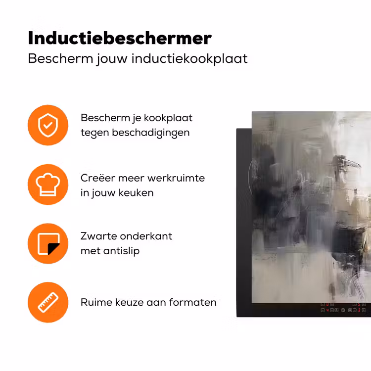 Kleurenpalet - Penseelstreken - Beige - Nevelig Inductie beschermer vinyl 3mm klein -zzzzzzz-td-ups