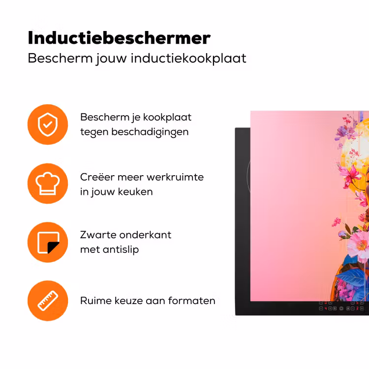Kleurrijk - Bloemen - Vrouw - Zon Inductie beschermer vinyl 3mm klein -zzzzzzz-td-ups