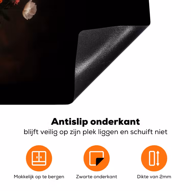 Kleurrijk - Boeket - Vaas - Donkerbruin Inductie beschermer vinyl 3mm klein -zzzzzzz-td-onderkant