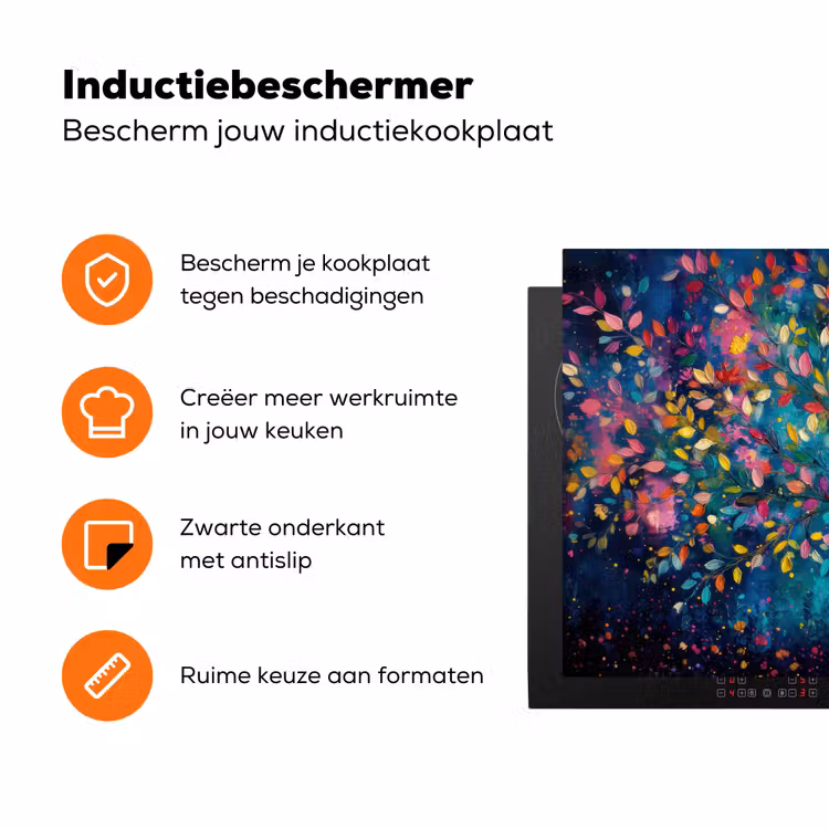Kleurrijk - Boom - Magisch - Abstract Inductie beschermer vinyl 3mm klein -zzzzzzz-td-ups