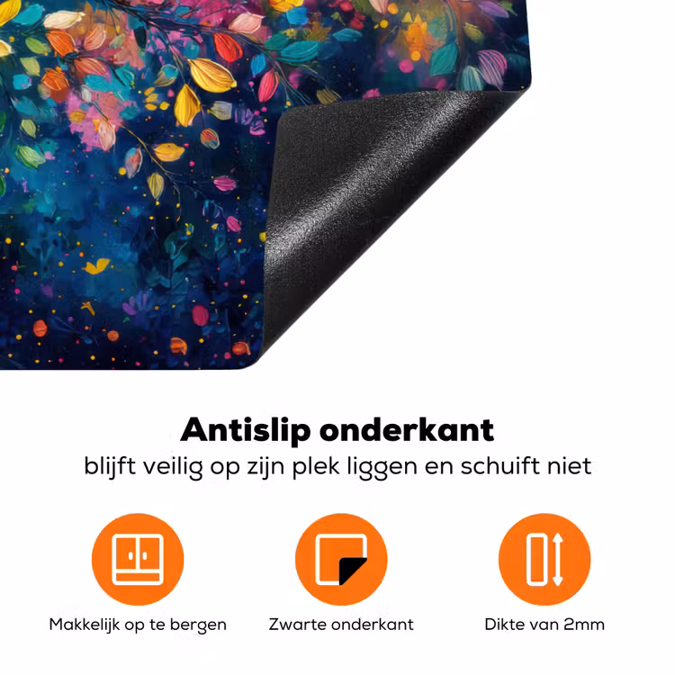 Kleurrijk - Boom - Magisch - Abstract Inductie beschermer vinyl 3mm klein -zzzzzzz-td-onderkant