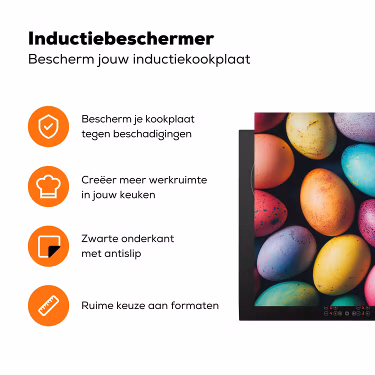Kleurrijk - Paaseitjes - Spetters Inductie beschermer vinyl 3mm klein -zzzzzzz-td-ups