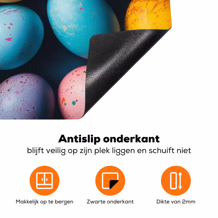 Kleurrijk - Paaseitjes - Spetters Inductie beschermer vinyl 3mm klein -zzzzzzz-td-onderkant