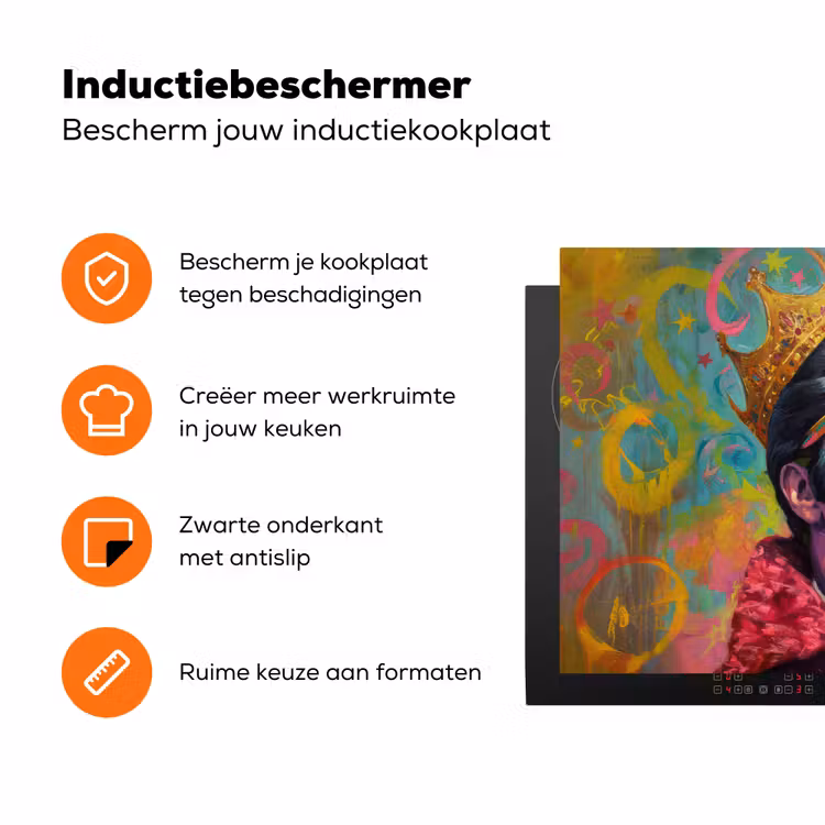 Kleurrijk portret - Kroon - Sterren Inductie beschermer vinyl 3mm klein -zzzzzzz-td-ups