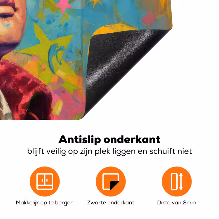 Kleurrijk portret - Kroon - Sterren Inductie beschermer vinyl 3mm klein -zzzzzzz-td-onderkant